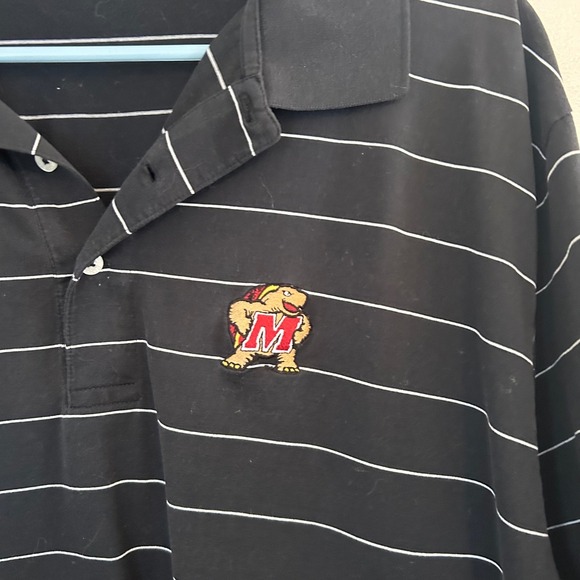 Polo Golf Ralph Lauren Maryland Terrapins Polo Mens XL Black Striped Pima Cotton - Picture 2 of 7